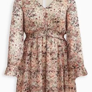 Torrid Pink and Cream Floral Long Sleeve Dress